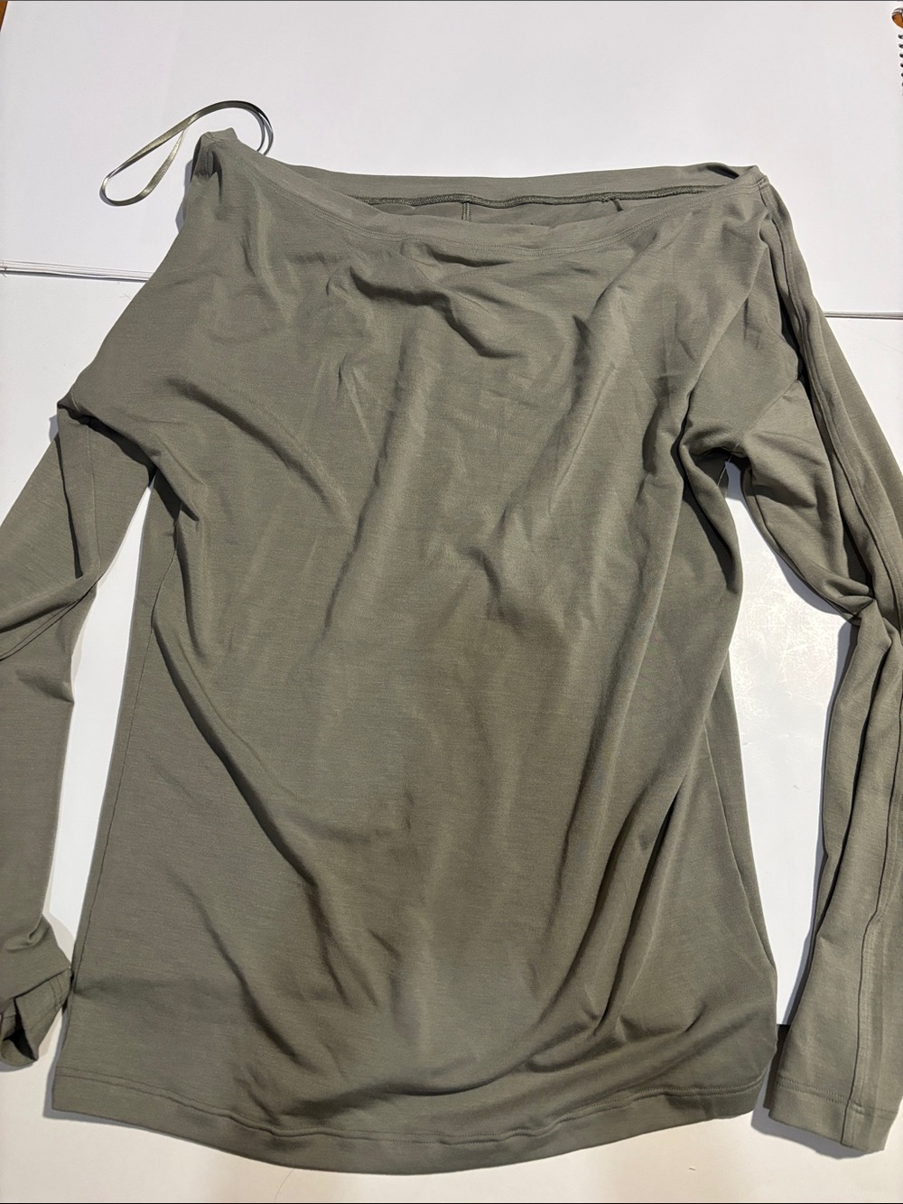 Athleta sage Green Off-Shoulder Long Sleeve Top
